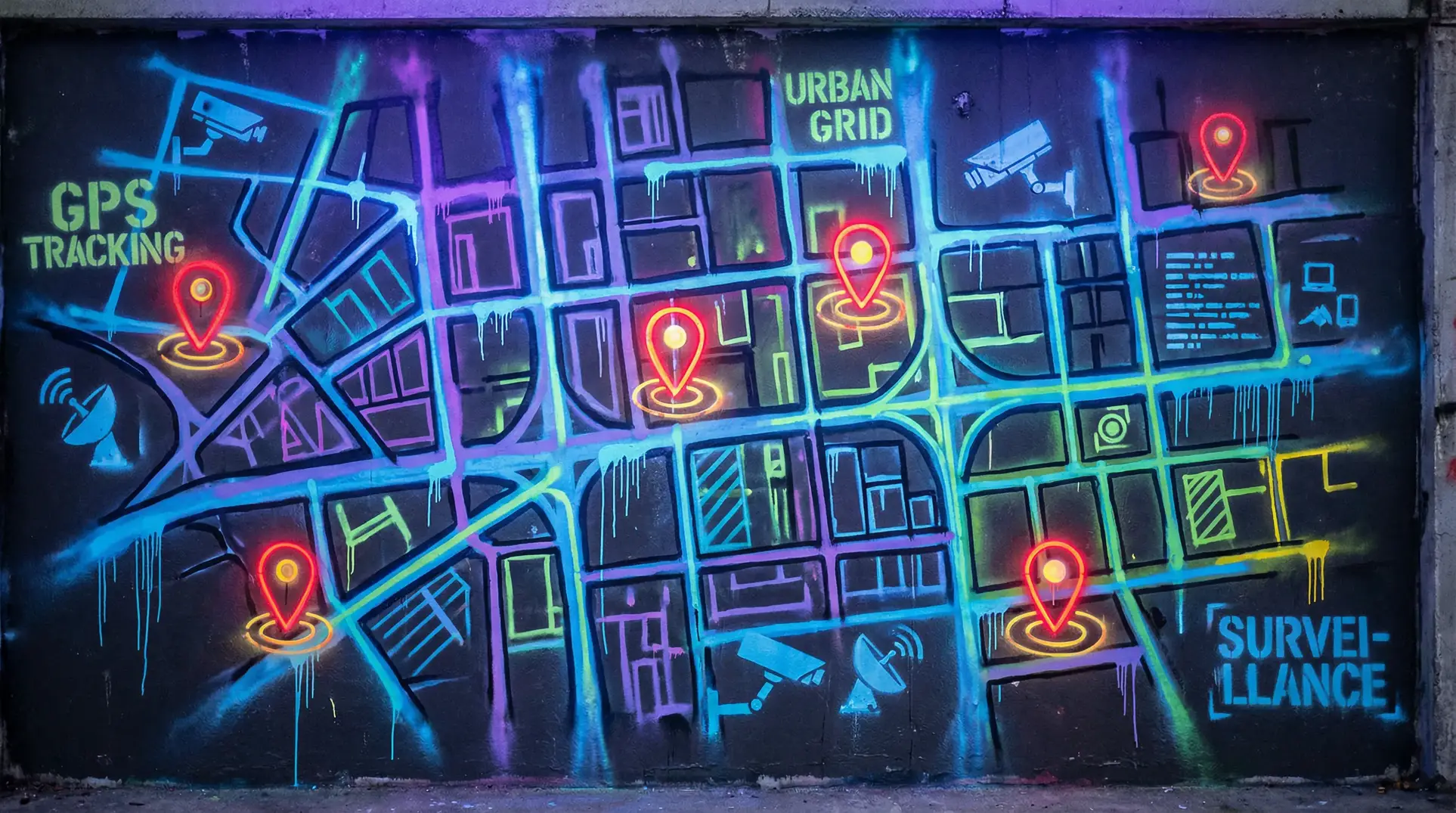 精东传媒 狗仔追踪地图 - 城市涂鸦风格